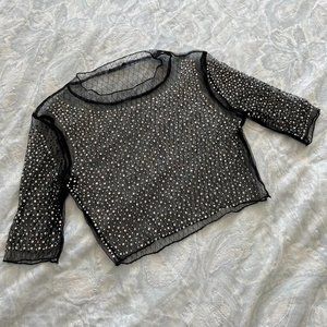 Sheer Crystal Crop Top